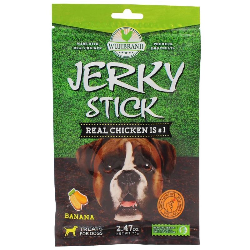 Bánh thưởng cho chó dạng que vị chuối WUJI Jerky Stick Banana Flavor
