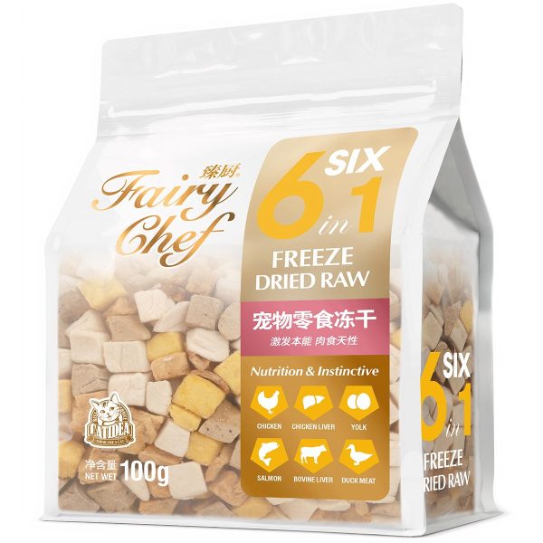 Thức ăn sấy khô cho mèo thịt thật CATIDEA Fairy Chef Freeze Dried Raw 6in1
