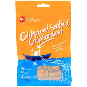 Bánh thưởng cho mèo vị gà và cá biển VEGEBRAND Orgo Chicken & Seafood Crisp Sandwich