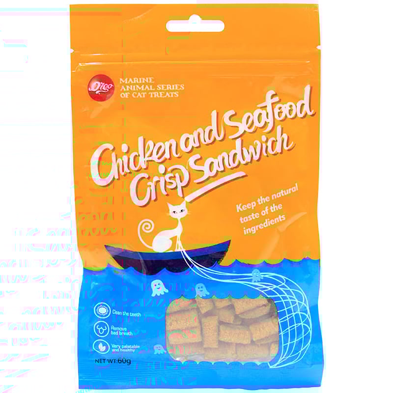 Bánh thưởng cho mèo vị gà và cá biển VEGEBRAND Orgo Chicken & Seafood Crisp Sandwich