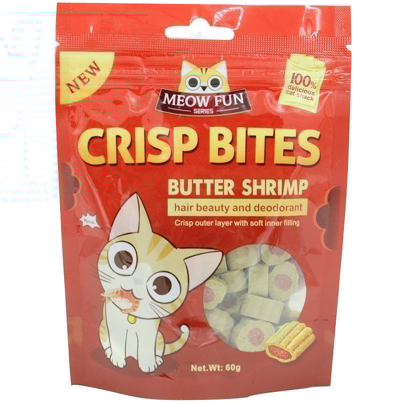 Bánh thưởng cho mèo vị tôm MEOW FUN Crisp Bites Butter Shrimp