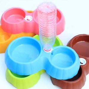 Bát ăn đôi cho chó mèo bằng nhựa kèm bình nước SAWYER PET 2