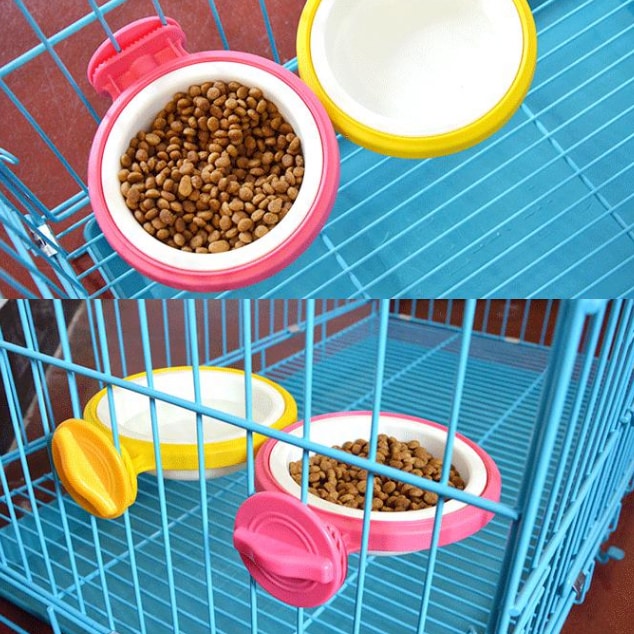 Bát ăn đơn cho chó mèo bằng nhựa gài chuồng SAWYER PET