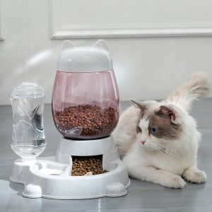 Bộ bát ăn bình nước tự động cho chó mèo PAW Cat Head Food Water Feeder
