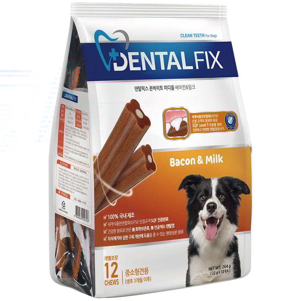 Kẹo nhai sạch trắng răng cho chó vị thịt xông khói BOWWOW Dental Fix Bacon Milk