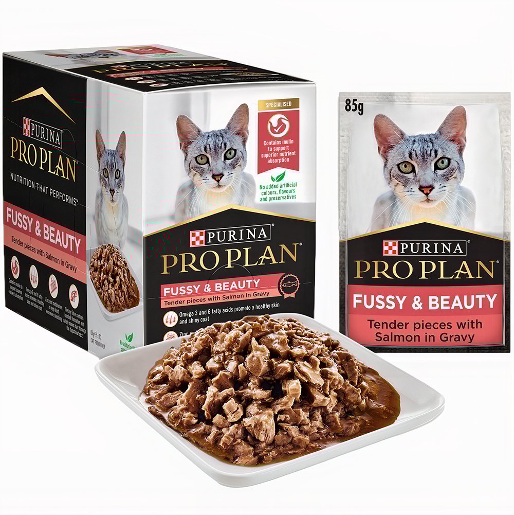 Pate cho mèo kén ăn và làm đẹp lông PURINA PRO PLAN Fussy Beauty