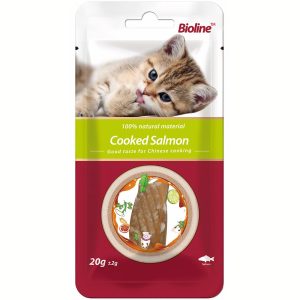 Thịt cá hồi sốt miếng cho mèo BIOLINE Cooked Salmon
